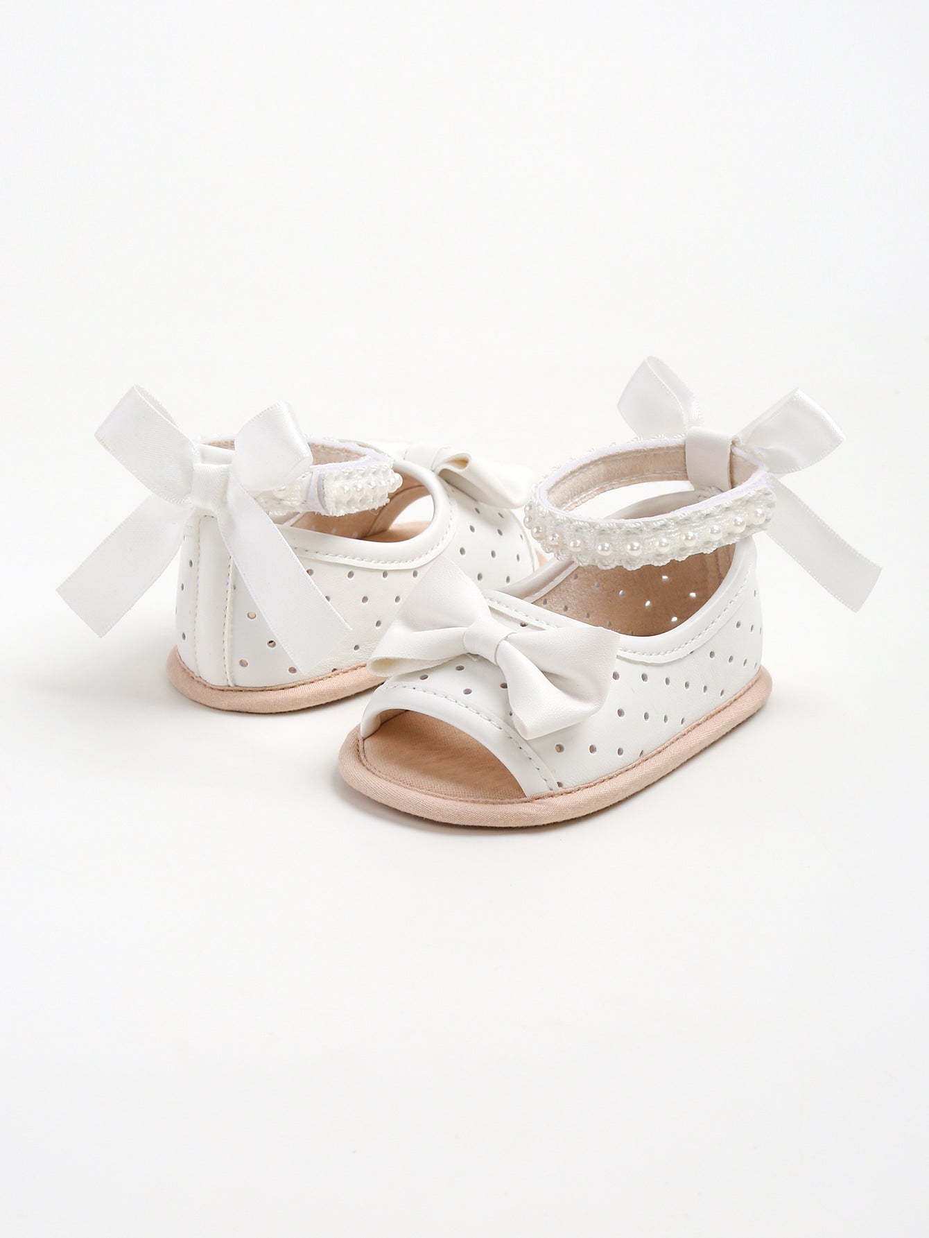 Girls' Sandals with Bow and Pearls