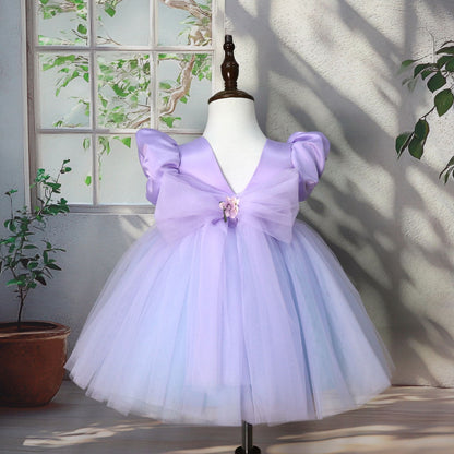 Purple Floral Party Dress for Girls