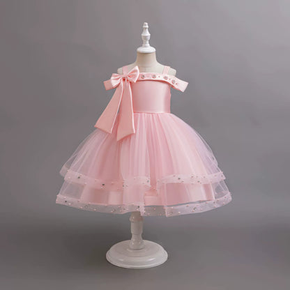 Children's Party Dress with Pearls and Bow