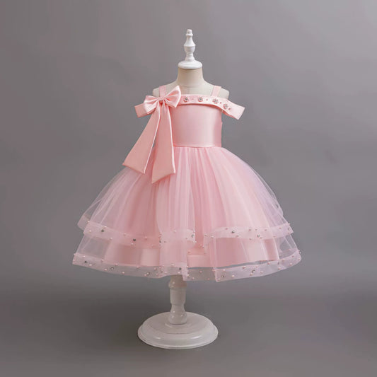Children's Party Dress with Pearls and Bow
