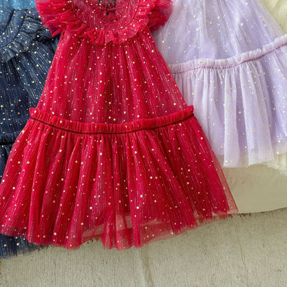 Girls' Tulle Dress with Small Stars