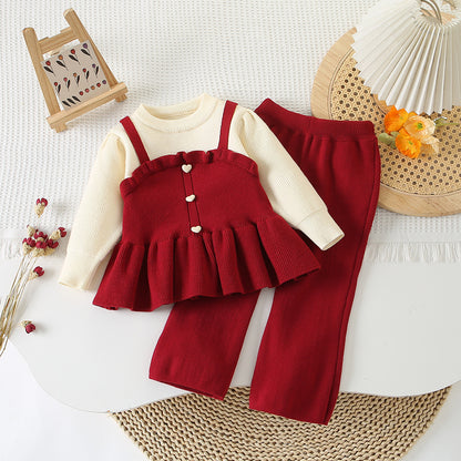 Girls' Knitting Set with Little Hearts