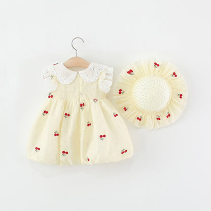 Children's Dress with Cherry Embroidery
