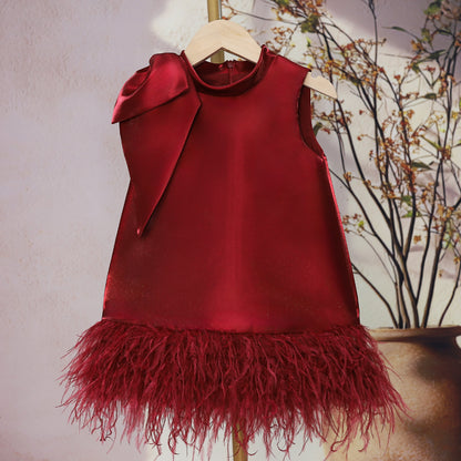 Children's Dress with Bow and Feathers