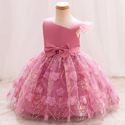 فستان حفلات للأطفال مع زهور وقوس 