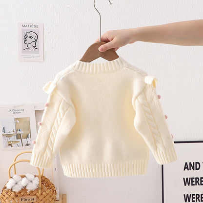 Cárdigan Infantil Pompom Coraçõeszinhos 