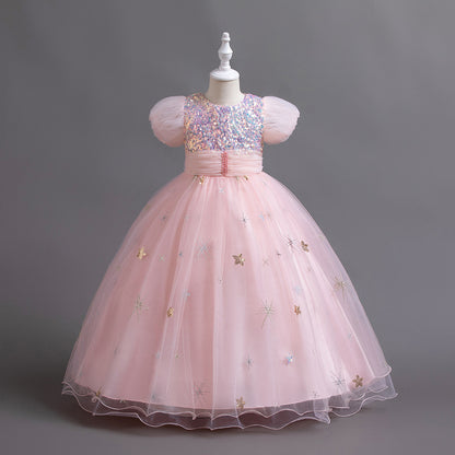 Vestido de fiesta infantil con estrellas brillantes