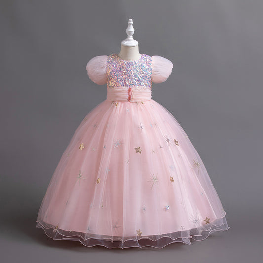 Vestido de fiesta infantil con estrellas brillantes