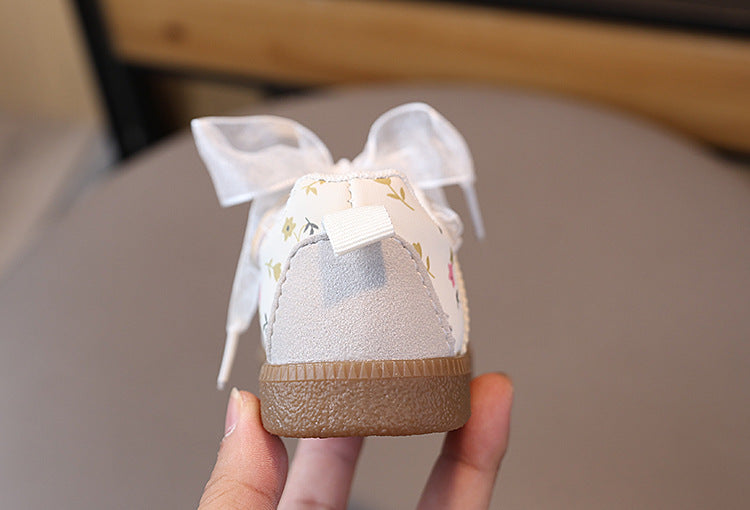 Children's Sneakers with Flowers and Bow