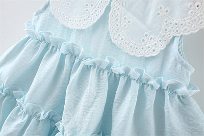 Children's Dress with Lace Collar Layers