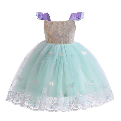 Children's Dress with Sparkling Sea Print