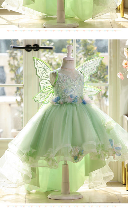 Green Tulle Tail Tuxedo Up Dance Party Evening Dress