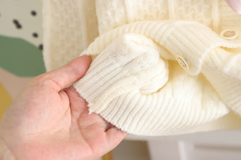 Children's Knitted Set with Bow and Flower