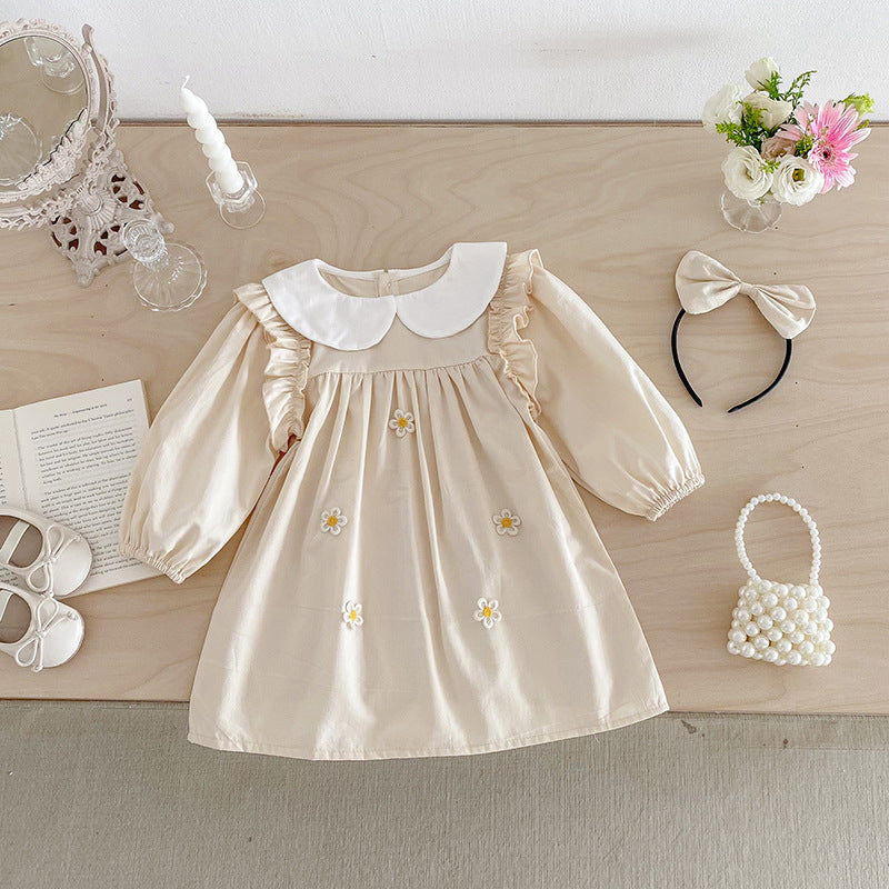 Body/ Beige Children's Dress with Little Flowers