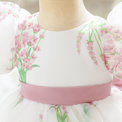 فستان حفلات منتفخ بالزهور للأطفال 