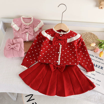 Girls' Knitted Set with Bows