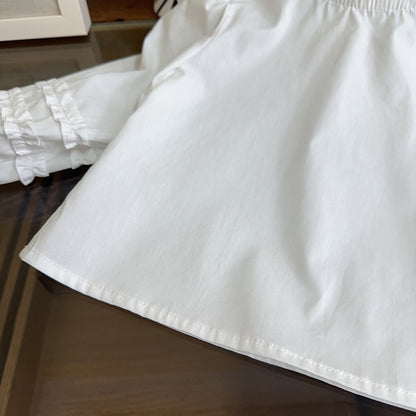 White Ruffled Girls' T-shirt