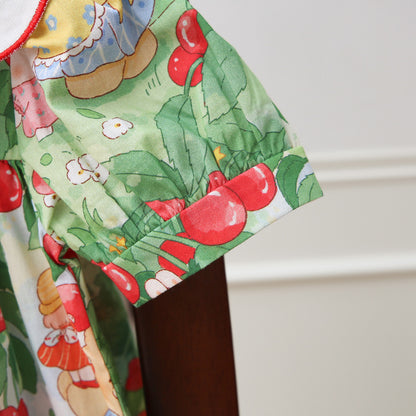 Vestido infantil con cuello de cereza