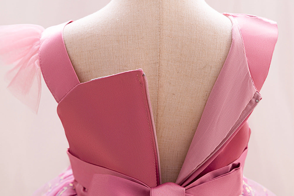 فستان حفلات للأطفال مع زهور وقوس 