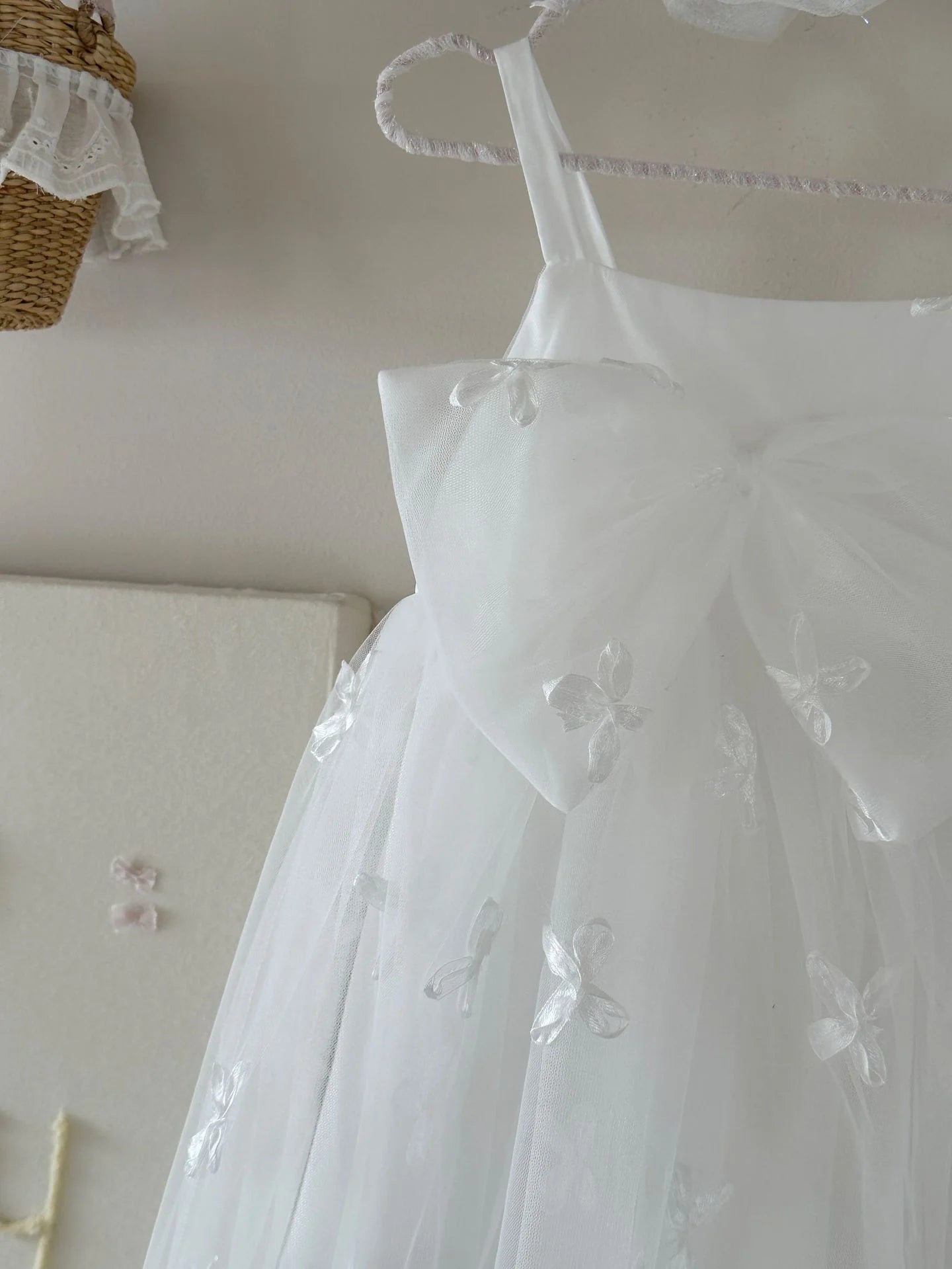 Children's Dress with Pleated Hem and Little Flower