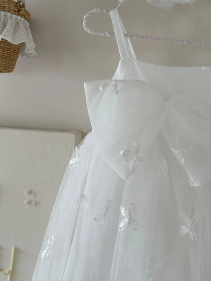 Children's Dress with Pleated Hem and Little Flower