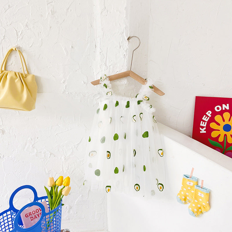 Vestido de tul color aguacate para niñas 