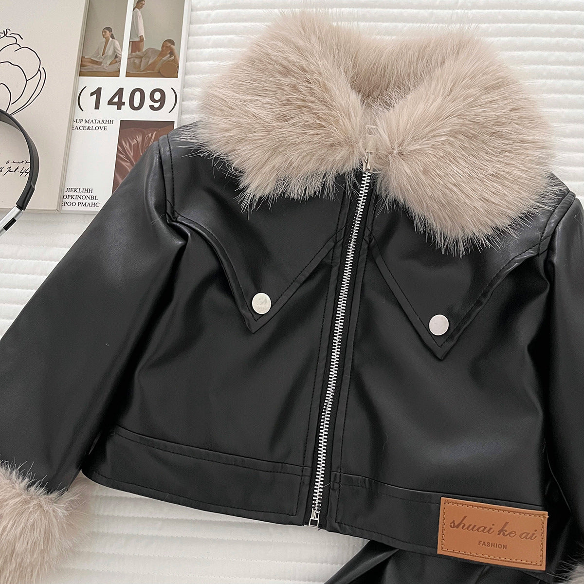 Children's Set in Faux Leather and Faux Fur