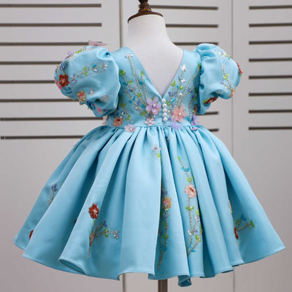 Blue Floral Party Dress