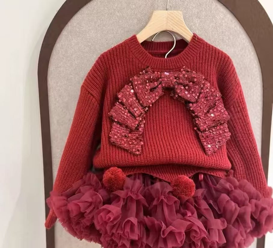 Children's Set with Sequins and Tulle Skirt
