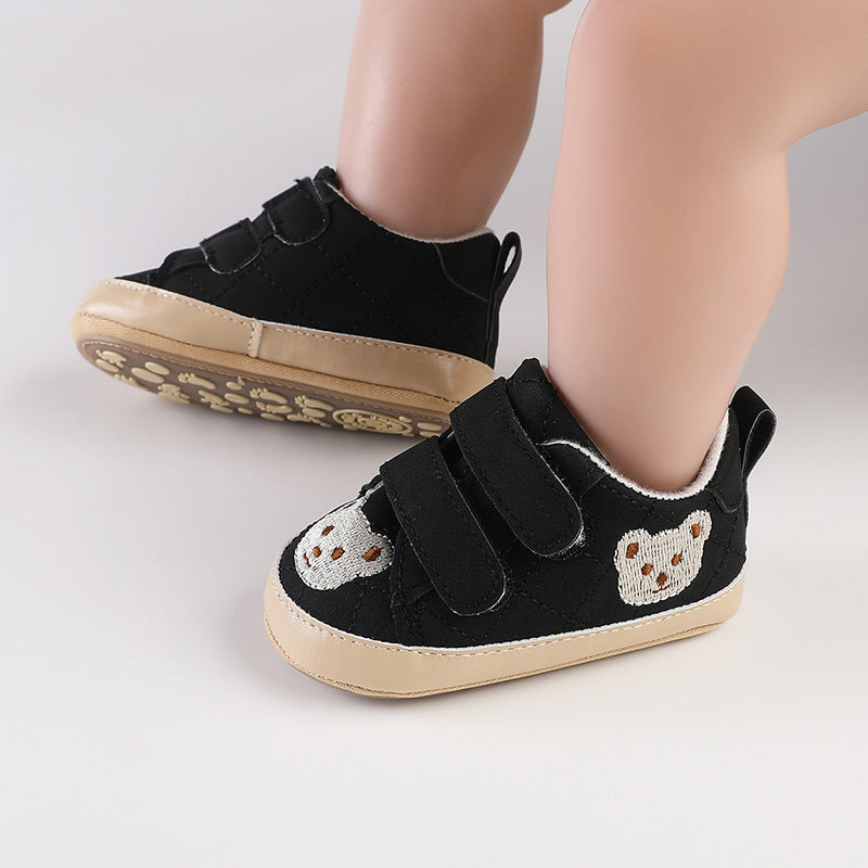 Zapatillas de velcro para niños con osito de peluche 