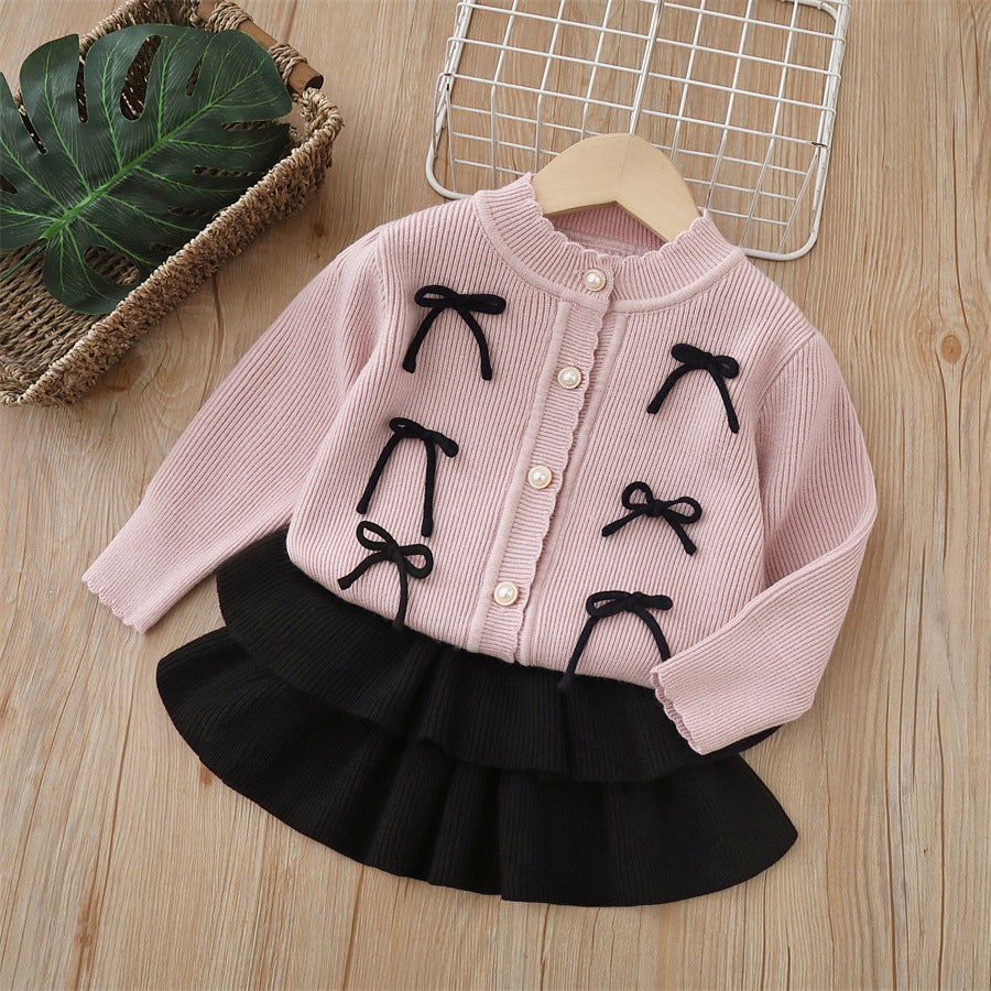 Kids' Winter Knit Set with Little Bows