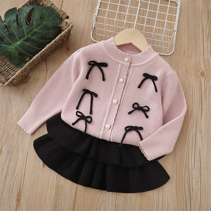 Kids' Winter Knit Set with Little Bows