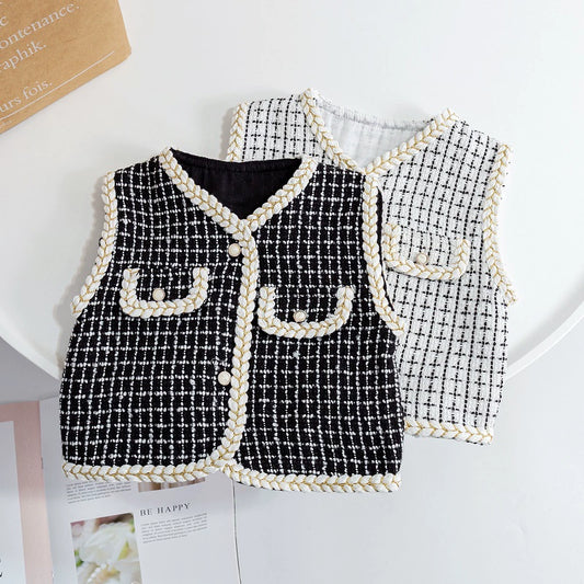 Chaleco infantil de tweed para mujer 