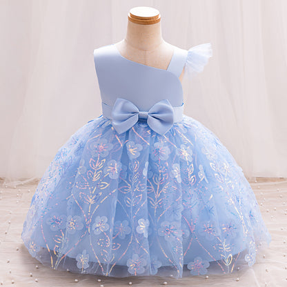 فستان حفلات للأطفال مع زهور وقوس 