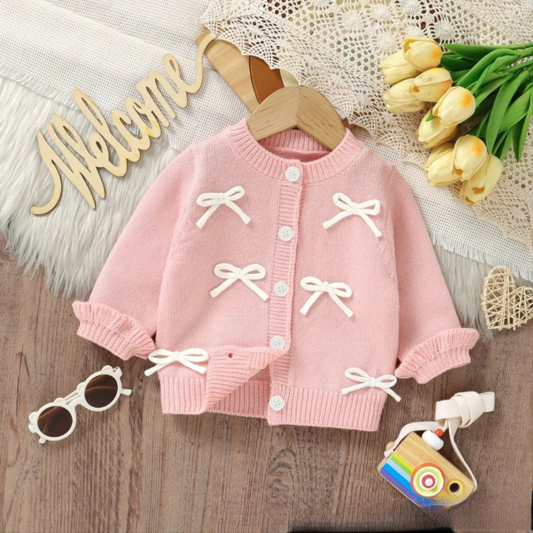 Children's Knitted Cardigan with Bows