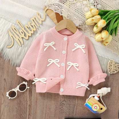 Children's Knitted Cardigan with Bows