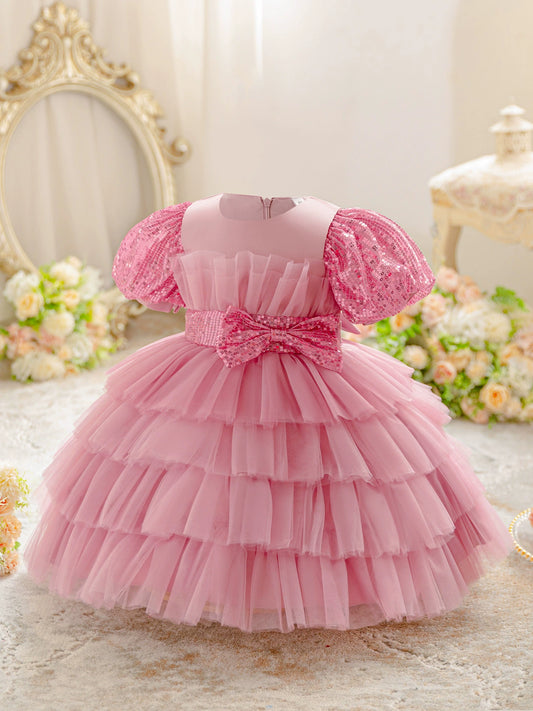Children's Tulle Dress with Layers and Bow