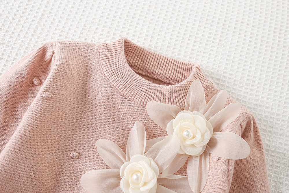 Girls' Knitted Floral Set