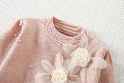Girls' Knitted Floral Set