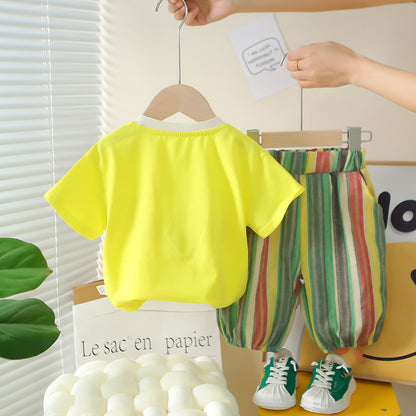 طقم مخطط للأولاد - طبعة البطاطس 