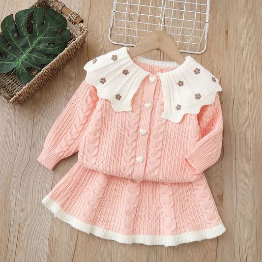 Girls' Flower Knit Set