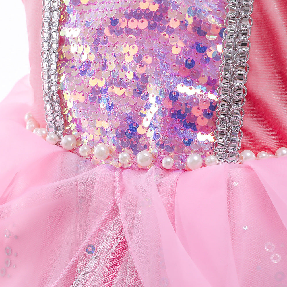Pink Sequined Children's Dress + Accessories
