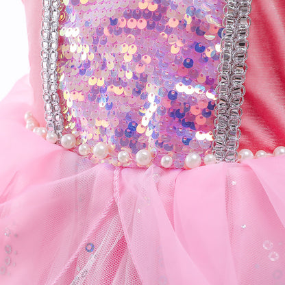 Pink Sequined Children's Dress + Accessories