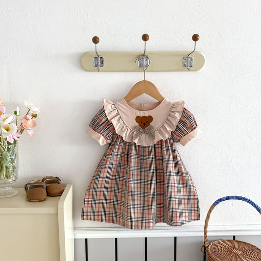 Children's Plaid Teddy Bear Dress