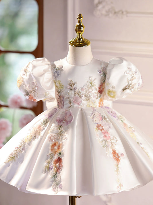 Children's Party Dress Flowers Puffant