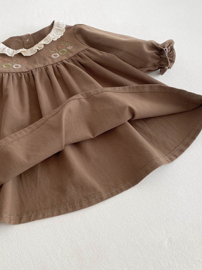 Embroidered Children's Dress with Little Flowers