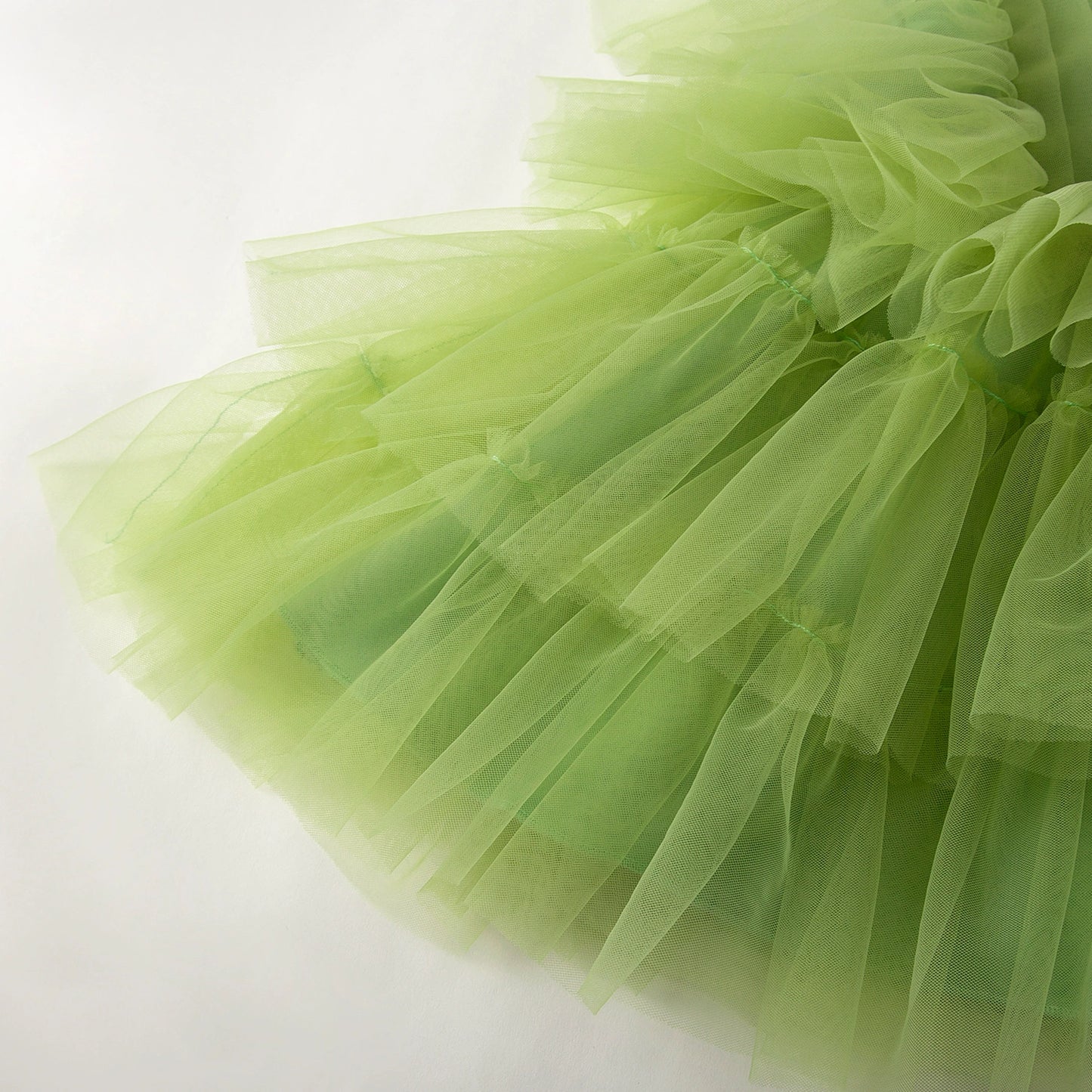 Green Children's Dress with Tulle Layers