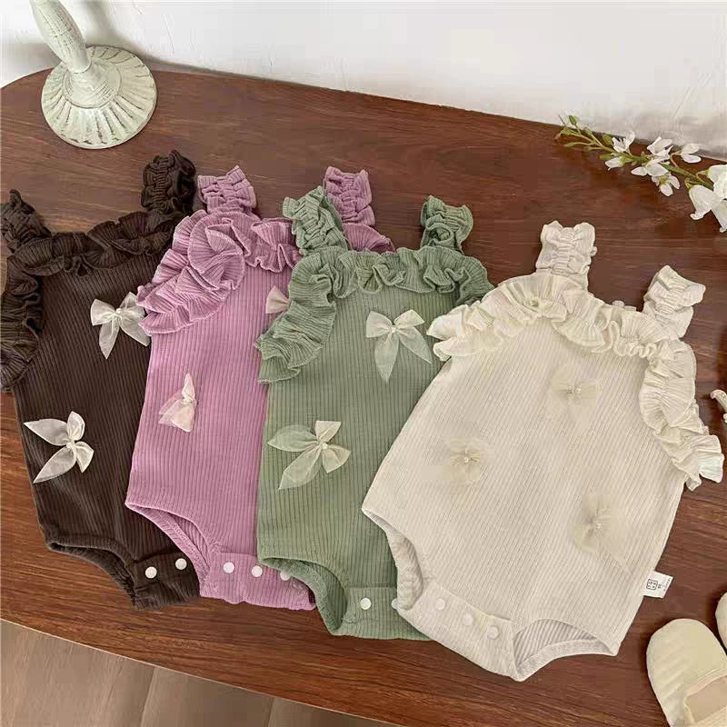 Baby Girl's Sleeveless Bodysuit with Little Bows