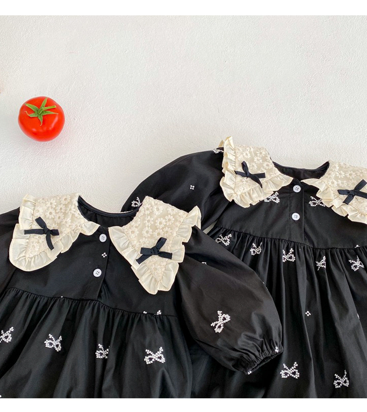 Black Children's Bodysuit/Dress with Bows