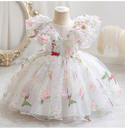 Vestido de fiesta infantil de tul con mariposas 